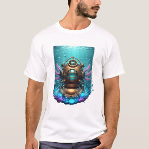 Steampunk Diving Axolotl T-Shirt Vintage Retro U