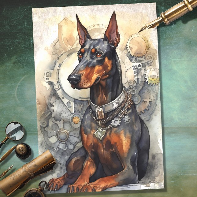 Steampunk Doberman 5 Decoupage Paper (Creator Uploaded)