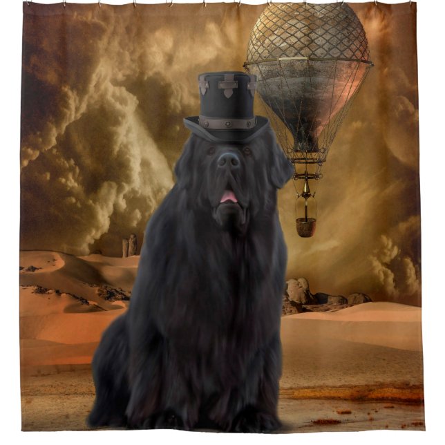 Steampunk Dog Shower Curtain (Front)