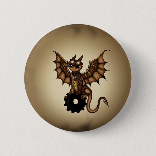 Steampunk Dragon 6 Cm Round Badge (Front)