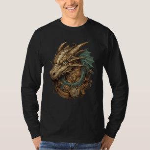 Steampunk Dragon Art Gears Graphic Artwork Fantasy T-Shirt