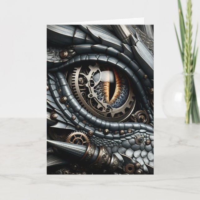 Steampunk Dragon Eye Closeup Flirty Card (Front)