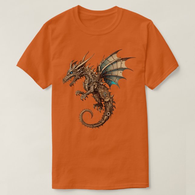 Steampunk Dragon fantasy Illustration 3 T-Shirt (Design Front)