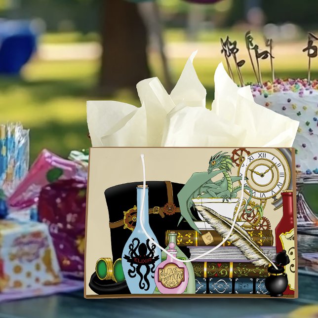 Steampunk Dragon Potions Books Large Gift Bag (Creator Uploaded)