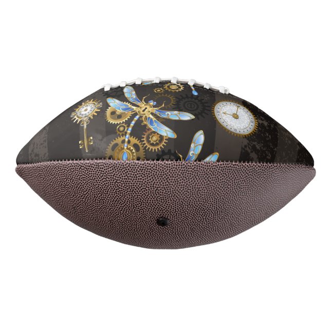 Steampunk Dragonflies on brown striped background Football (Rotated 270)
