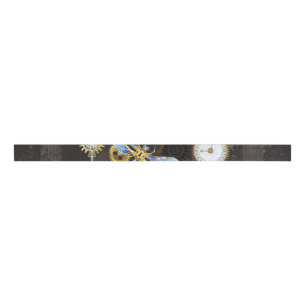 Steampunk Dragonflies on brown striped background Grosgrain Ribbon