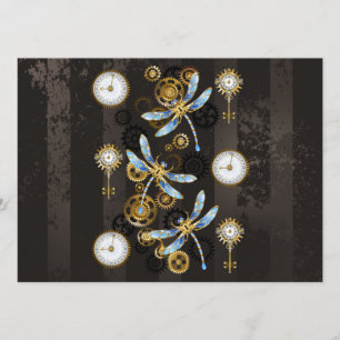Steampunk Dragonflies on brown striped background Programme