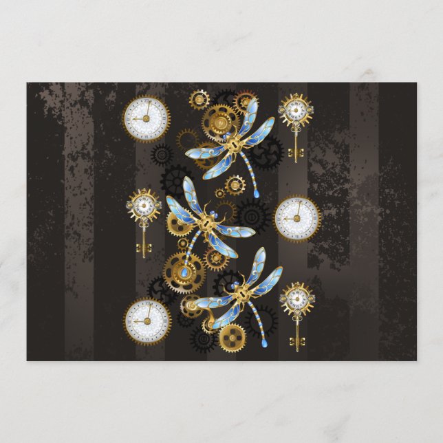 Steampunk Dragonflies on brown striped background Programme (Front)