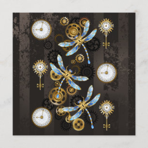 Steampunk Dragonflies on brown striped background Programme