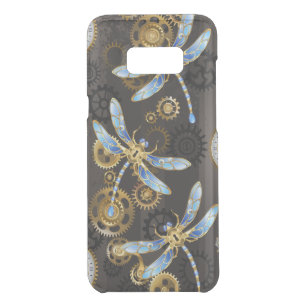 Steampunk Dragonflies on brown striped background Uncommon Samsung Galaxy S8 Plus Case