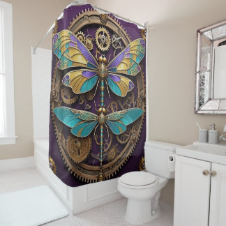 Steampunk Dragonflies Shower Curtain