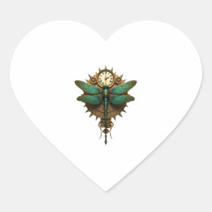 Steampunk Dragonfly Victorian Art Mechanical Steam Heart Sticker