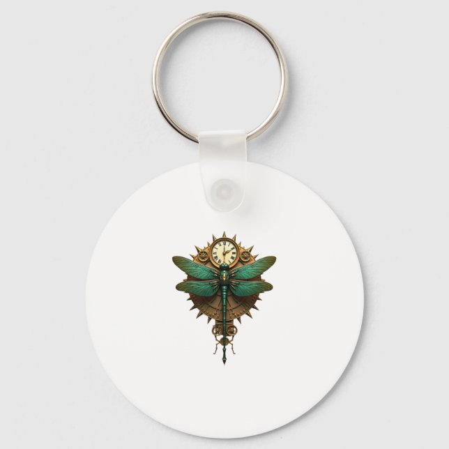 Steampunk Dragonfly Victorian Art Mechanical Steam Key Ring (Front)