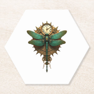 Steampunk Dragonfly Victorian Art Mechanical Steam Paper Coaster