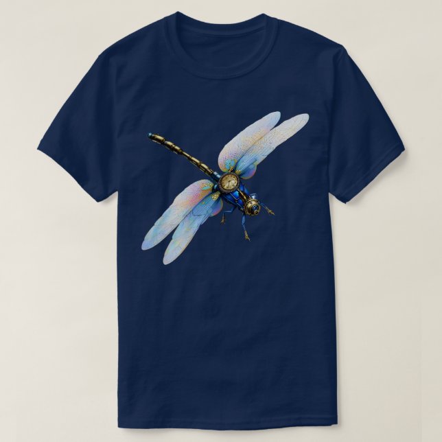 Steampunk Dragonfly with Clock T-Shirt (Design Front)