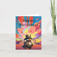 Steampunk Duck In Front Of A Cartoon Explosion