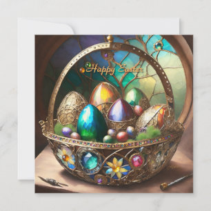 Steampunk Easter Basket Filled With Colourful Eggs