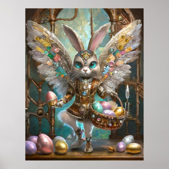 Steampunk Easter Bunny Angel Knight's Apprentice Poster (Front)