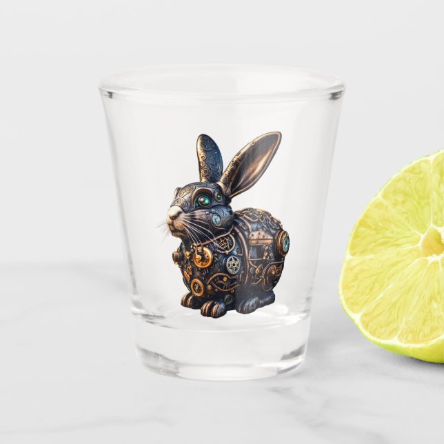 Steampunk Easter Bunny Shot Glass (Front)