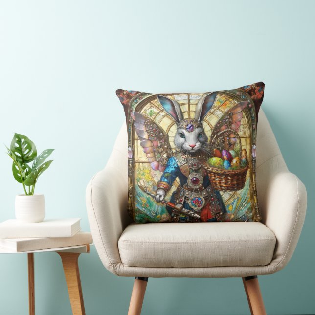 Steampunk Easter Bunny Warrior Angel Cushion (Chair)