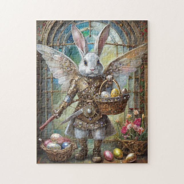 Steampunk Easter Bunny Warrior Angel Jigsaw Puzzle (Vertical)