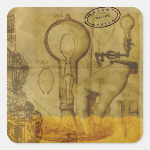 Steampunk Edison Light Bulb Patent Office Stickers