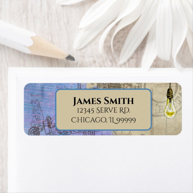 Steampunk Edison Light Bulb Return Address (Insitu)