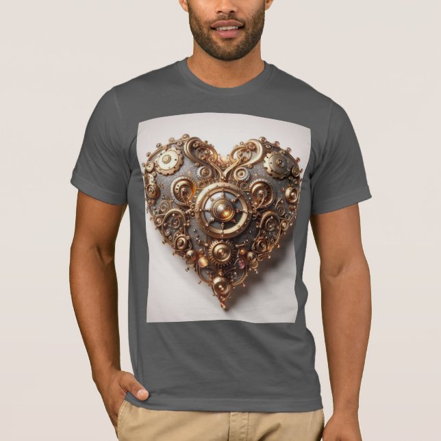 Steampunk Elegant Clockwork Gear Heart T-Shirt (Front)
