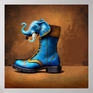 Steampunk Elephant Boot matte poster