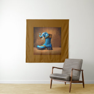 Steampunk Elephant Boot tapestry