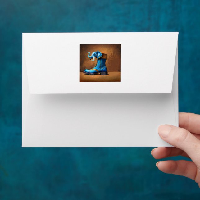 Steampunk Elephant Boot white small envelopes back (Hand)