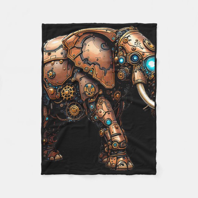 Steampunk Elephant The Mechanical Circus Sticker  Fleece Blanket (Front)