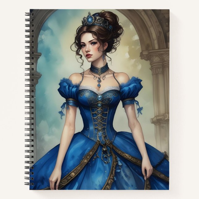 Steampunk en Azul Notebook (Front)