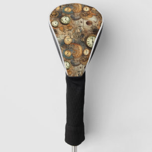 Steampunk Engineering Blueprint Brown Brass Golf Head Cover