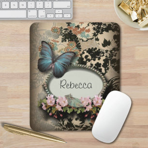 steampunk Ephemera floral Butterfly victorian Mouse Pad