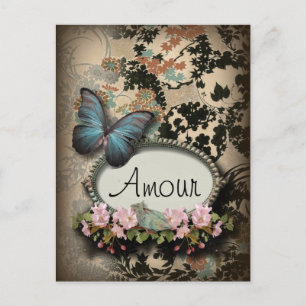 steampunk Ephemera floral Butterfly victorian Postcard