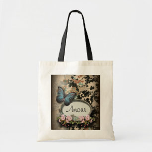 steampunk Ephemera floral Butterfly victorian Tote Bag