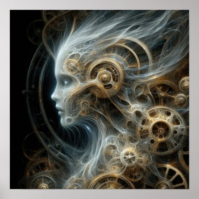 Steampunk Ethereal - Abstract Woman - Surreal Art Poster (Front)