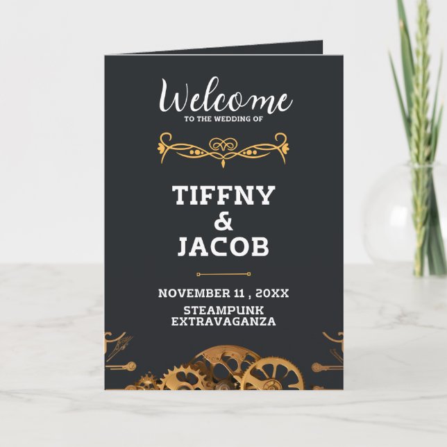 Steampunk Extravaganza Vintage Cogs Flat Program Programme (Front)