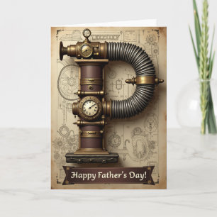 Steampunk F Fathers Day Card