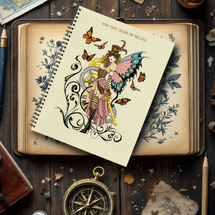 Steampunk Fairy Yellow Clock Gears Notebook