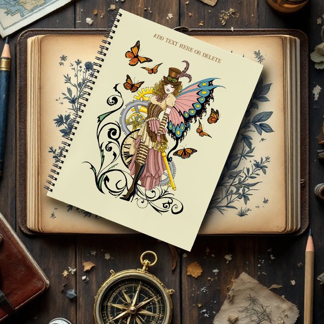 Steampunk Fairy Yellow Clock Gears Notebook (Creator Uploaded)