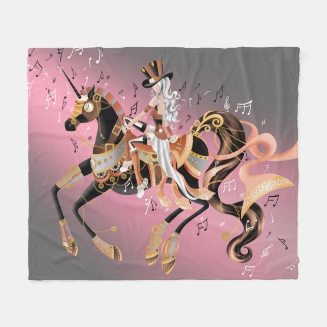 Steampunk Fantasy Art  Fleece Blanket (Front (Horizontal))