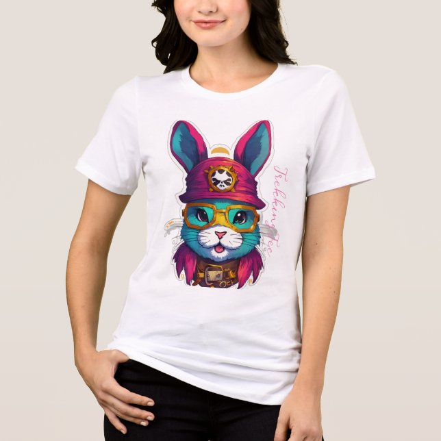 Steampunk Feline Captain Tri-Blend Shirt (Front)