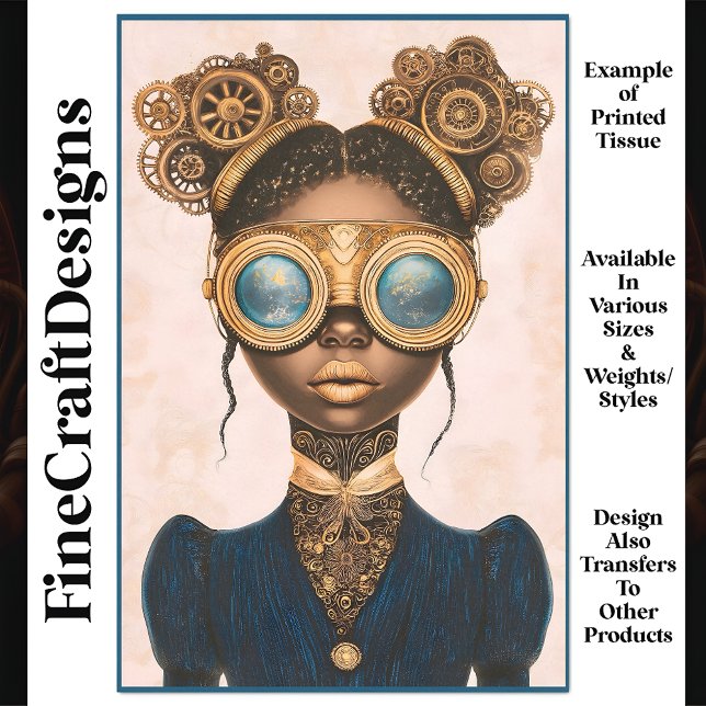 Steampunk Female Dark Skin Gold Lips N9 Decoupage Tissue Paper (Creator Uploaded)