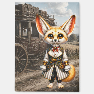 Steampunk Fennec Fox Gentlewoman & Stagecoach Magnet