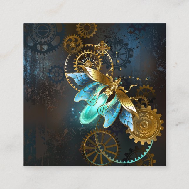 Steampunk Firefly Square Business Card (Front)