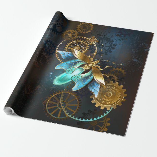 Steampunk Firefly Wrapping Paper (Unrolled)