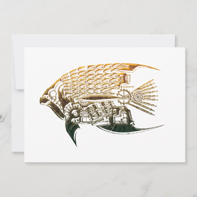 Steampunk fish invitations (Front)