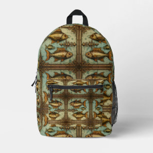 Steampunk Fish pattern Printed Backpack